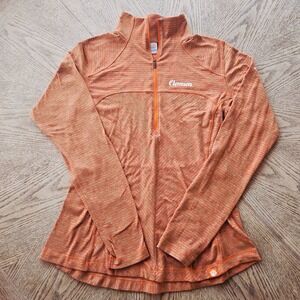 Columbia Quarter Zip Pullover Womens Medium Orange Clemson Tigers Cinch Waist